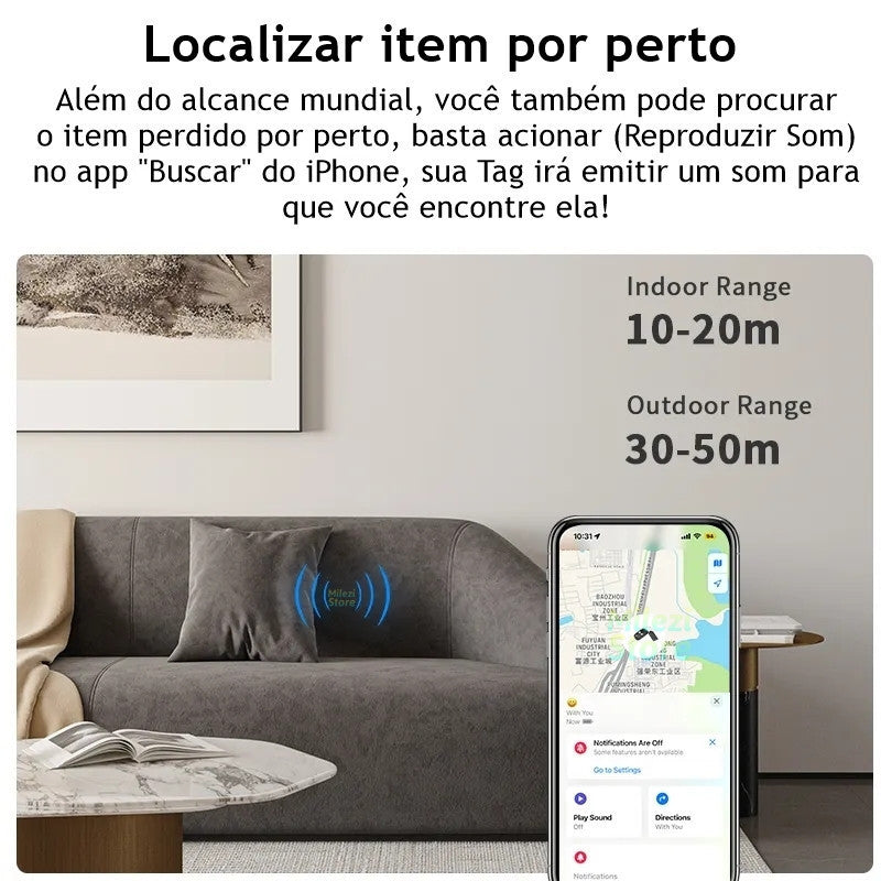 Rastreador Bluetooth para iPhone – Encontre Chaves, Bolsa e Pets em Segundos