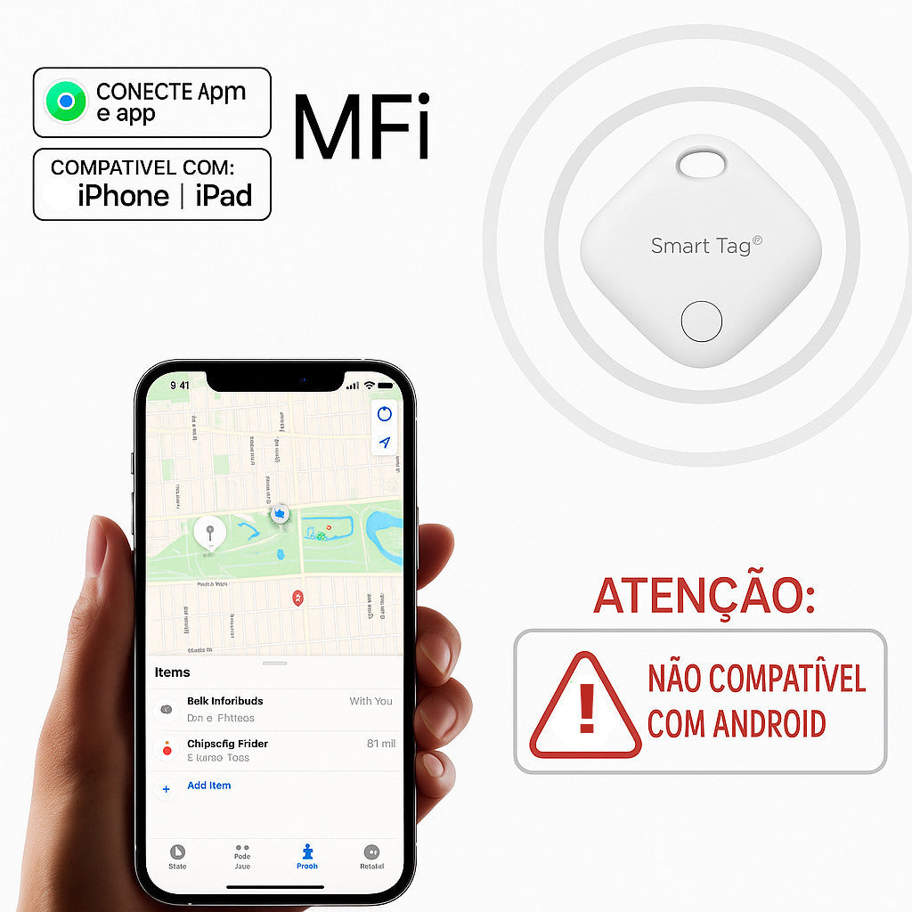 Rastreador Bluetooth para iPhone – Encontre Chaves, Bolsa e Pets em Segundos