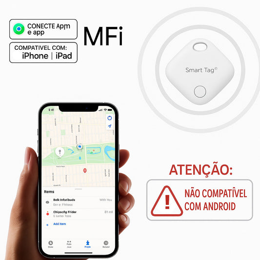 Rastreador Bluetooth para iPhone – Encontre Chaves, Bolsa e Pets em Segundos